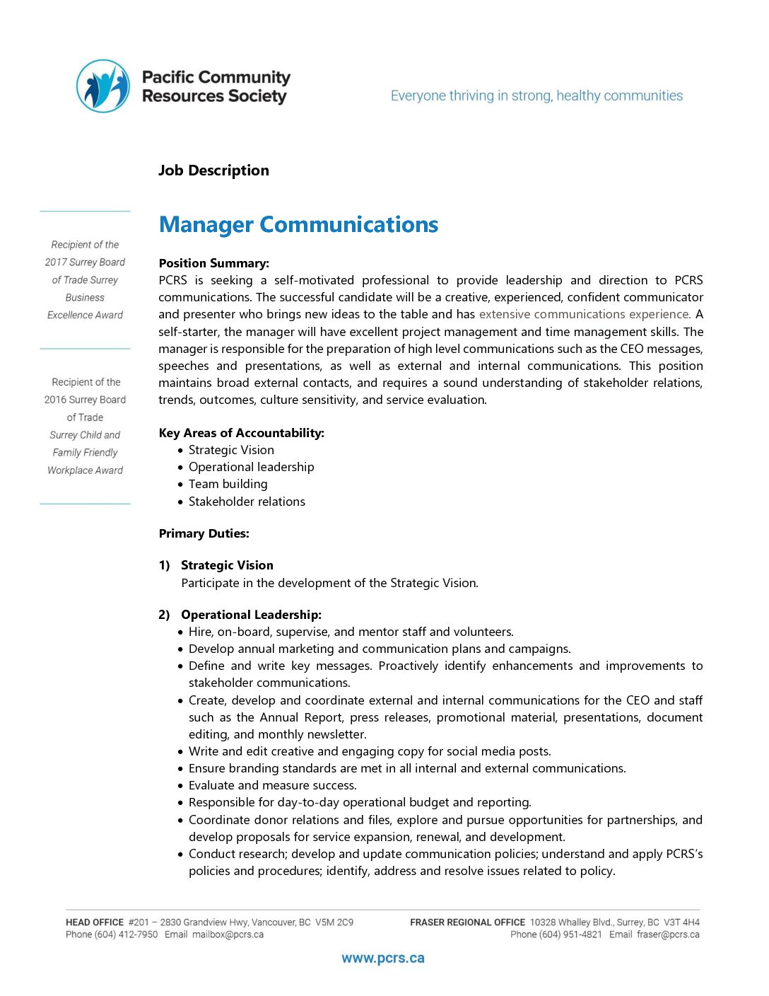 Corporate communication job descriptions